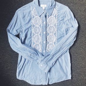 Long sleeve Blue/White Blouse